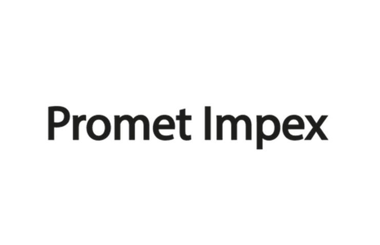 Schriftzug „Promet Impex“ in fetter, schwarzer Schrift auf hellem Hintergrund.